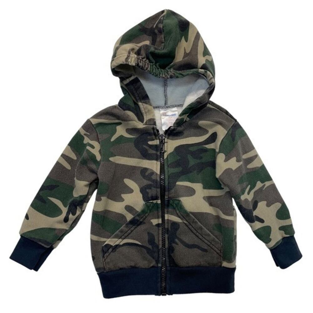 Kids Camouflage Zip-Up Hoodie Sweatshirt - Green Camo